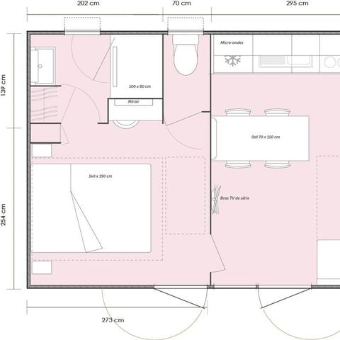 Stacaravan 4 personen - Premium 2 slaapkamers 32m² + semi-overdekt terras + 2 badkamers