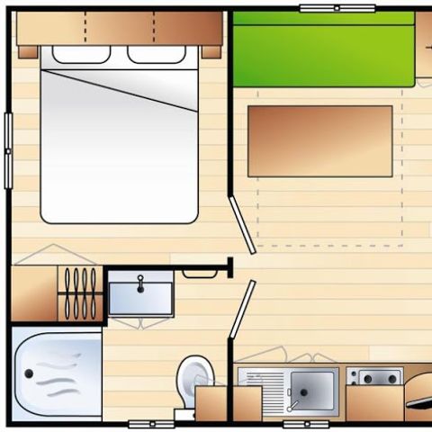 Stacaravan 2 personen - Standaard 16m² - 1 kamer - terras