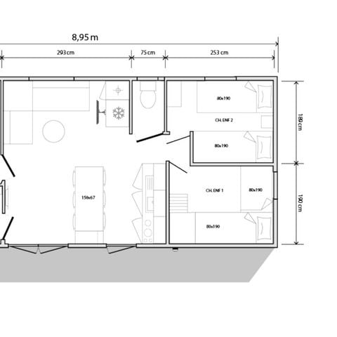 Stacaravan 6 personen - 3 kamers O'Hara 884