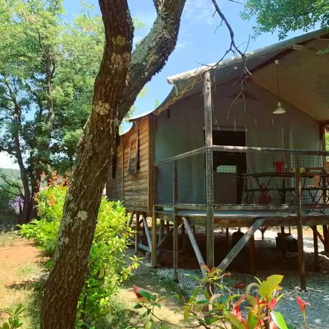 Safaritent 4 personen - Cabane Lodge sur Pilotis Confort 27m² - 2 kamers + overdekt terras