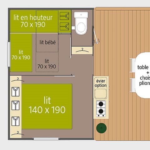 Bungalowtent 4 personen - Tithome 2 slaapkamers 21m² (21m²)