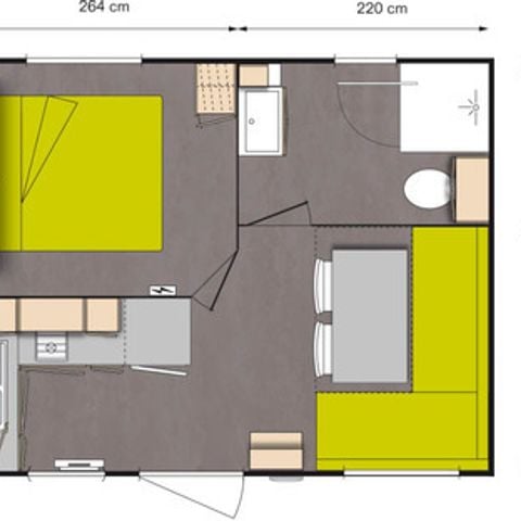 Stacaravan 2 personen - 19m² 1 slaapkamer