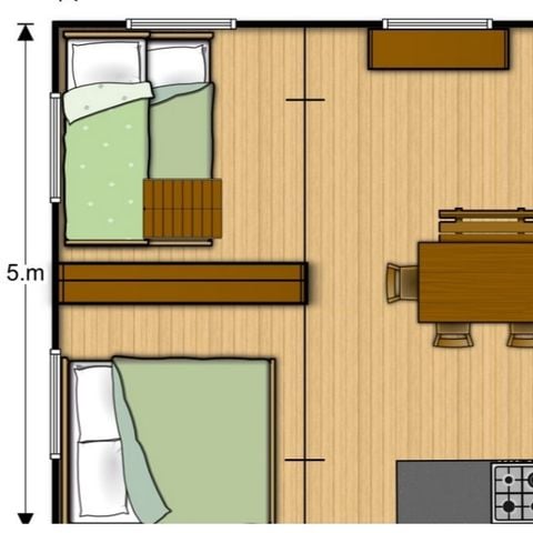 Safaritent 5 personen - Houten tent 25m² 2Bedkamers ZONDER SANITATIE