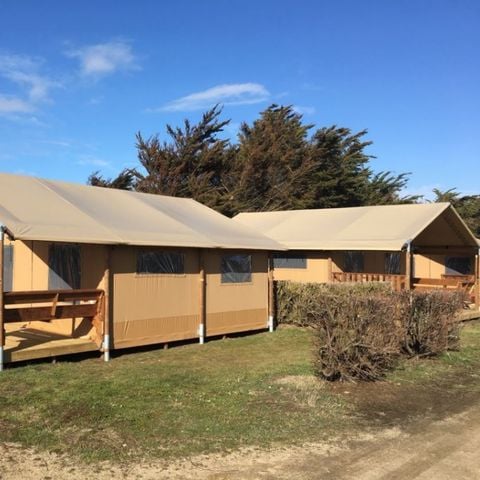 Safaritent 5 personen - Houten tent 25m² 2Bedkamers ZONDER SANITATIE