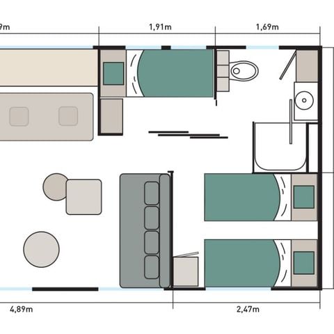 Stacaravan 6 personen - TAOS Luxe Jacuzzi 3 CH 6 Pers