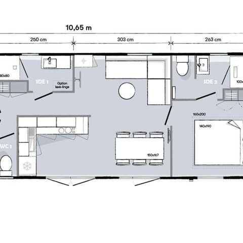 Stacaravan 6 personen - 3 slaapkamers