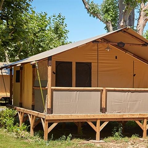 Safaritent 5 personen - Super Lodge Tent | 2 Slaapkamers | 4/5 Personen | 1 Badkamer | TV