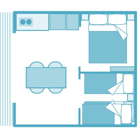 Tent 5 personen - Eco Lodge 2 slaapkamers - geen sanitair