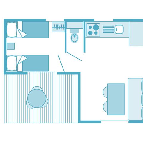 Stacaravan 4 personen - Prestige 32m² 2 kamers - airconditioning