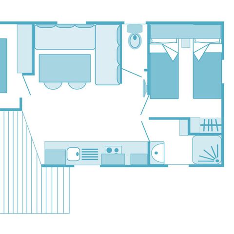 Stacaravan 5 personen - Prestige 32m² 2 kamers - airconditioning