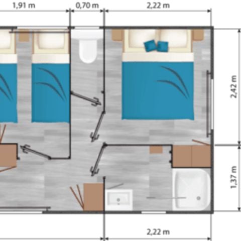 Stacaravan 4 personen - Comfort + 2 CH 4 pers