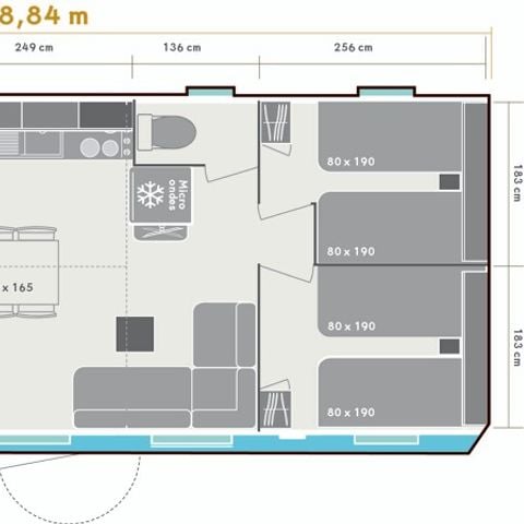 Lodge 6 personen - Veranda lodge L deels overkapt