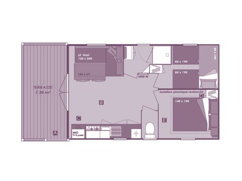 Stacaravan 5 personen -  Rossignol - airconditioning