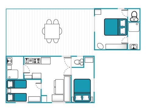 Stacaravan 6 personen - Mobil-Home Suite Charme 6p