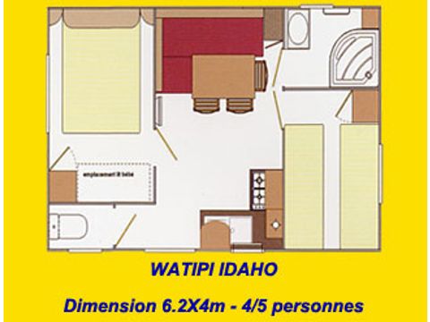 Stacaravan 4 personen - IDAHO 2 slaapkamers - TV