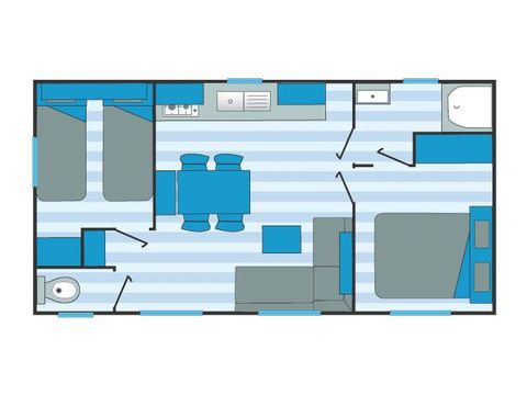 Stacaravan 6 personen - 2 slaapkamers