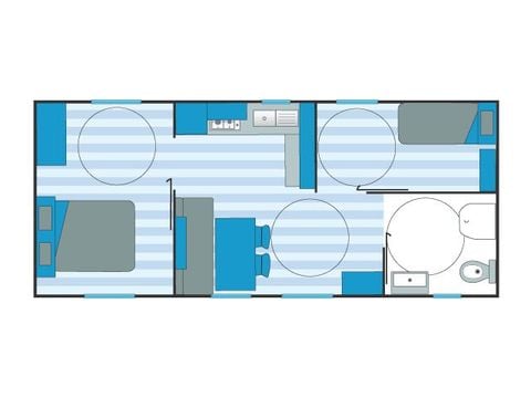 Stacaravan 4 personen - PMR - 2 slaapkamers