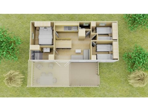 Stacaravan 6 personen - Comfort XL | 3 slaapkamers | 6 pers. | Verhoogd terras