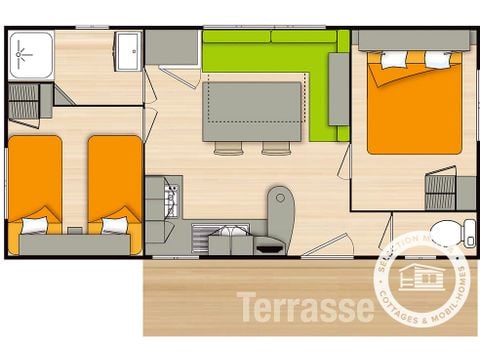 Stacaravan 6 personen - Comfort 3 kamers 4/6 plaatsen,