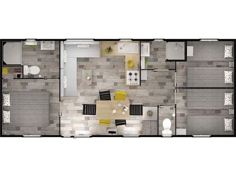 Stacaravan 8 personen - Premium 3 slaapkamers