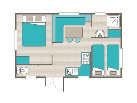 Stacaravan 4 personen - Comfort XL | 2 slaapkamers | 4 pers. | Verhoogd terras