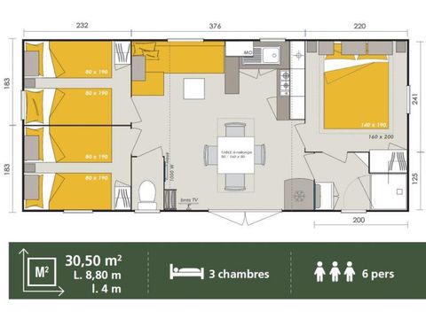 Stacaravan 6 personen - Homeflower PREMIUM