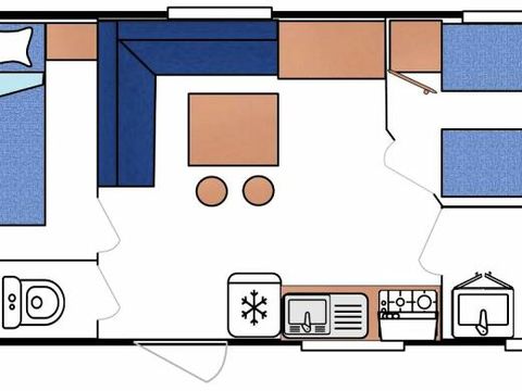 Stacaravan 4 personen - 4 slaapplaatsen 2 slaapkamers