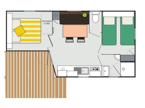 Stacaravan 5 personen - Evasion 2 kamers 23m² (23m²)