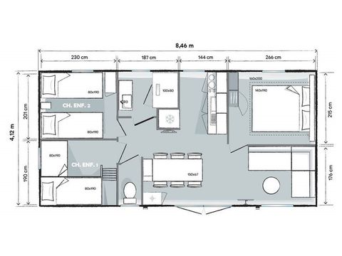 Stacaravan 2 personen - 3 slaapkamers