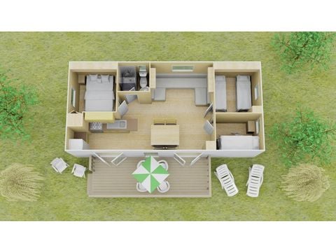 Stacaravan 6 personen - Comfort | 3 Slaapkamers | 6 Pers. | Verhoogd terras