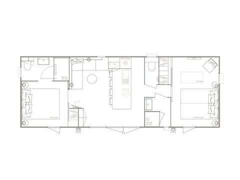 Stacaravan 4 personen - Stacaravan Palma Premium 39m² met TV - 2 slaapkamers - 2 badkamers