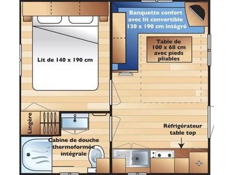 Stacaravan 2 personen - Eco 1bed 2 personen