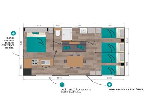 Stacaravan 6 personen - Premium + 3bed 6p