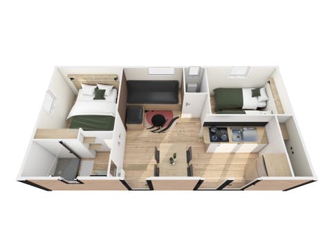 Stacaravan 4 personen - Gezellig Huis Bloem 29m² (2bed - 4 pers) + TV + LV