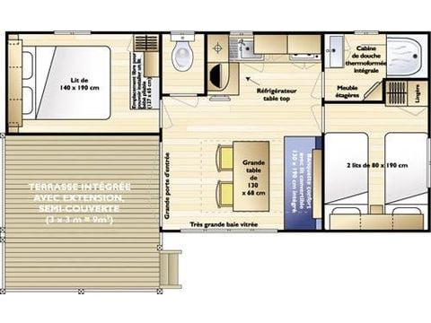 Stacaravan 5 personen - Loggia 26 m² (2bed - 4/5 pers) + TV