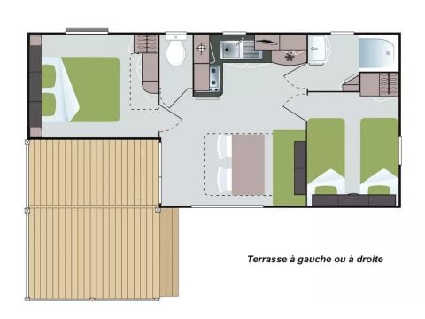 Stacaravan 6 personen - Comfort 3 Kamers 6 Personen Côté Camping