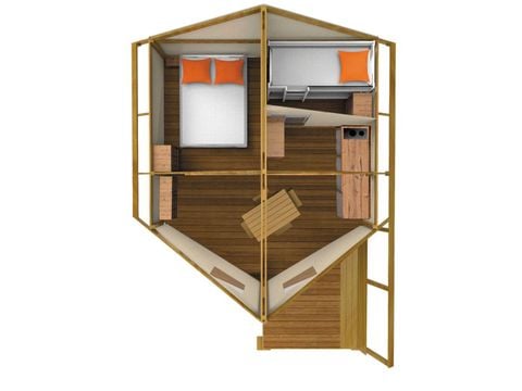 Safaritent 4 personen - Ecolodge SAHARI 17m² 2 kamers - zonder sanitair