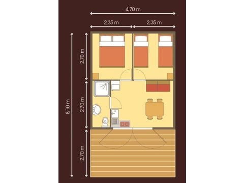 Safaritent 4 personen - Houten hut op palen CONFORT + 38 m²