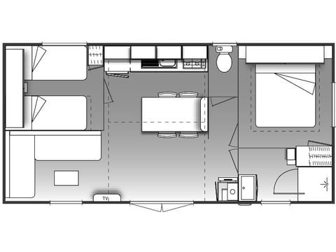 Stacaravan 6 personen -  Stacaravan Confort 29 m² (2 kamers) + overdekt terras + TV 4/6 pers