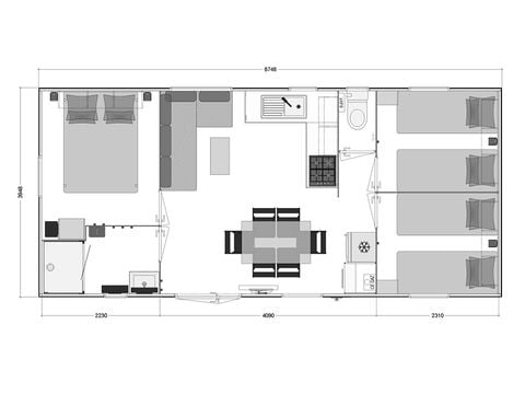 Stacaravan 6 personen - Premium 3 slaapkamers