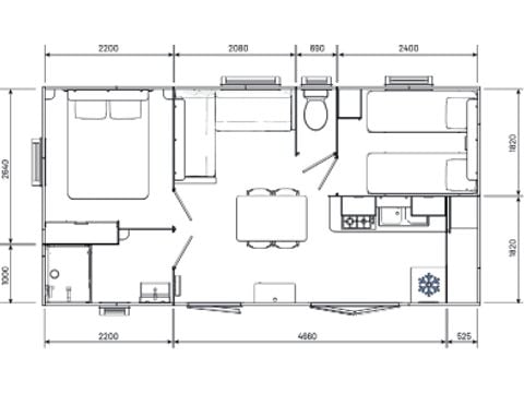 Stacaravan 4 personen - Premium 30m² - 2 kamers + privé spa