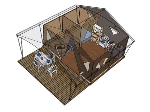 Bungalowtent 5 personen - Standaard 20m² (2 kamers) - zonder sanitair