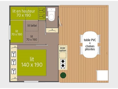 Bungalowtent 4 personen - Tithome 2 slaapkamers 21m² (21m²)