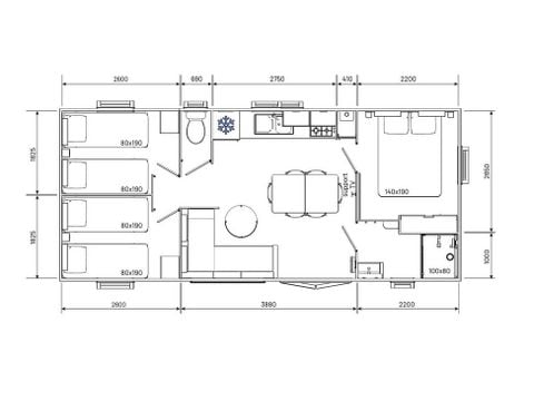 Stacaravan 6 personen - Premium 35m² 3ch 6 pers