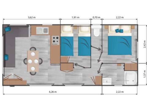 Stacaravan 4 personen - Comfort + 2 CH 4 pers