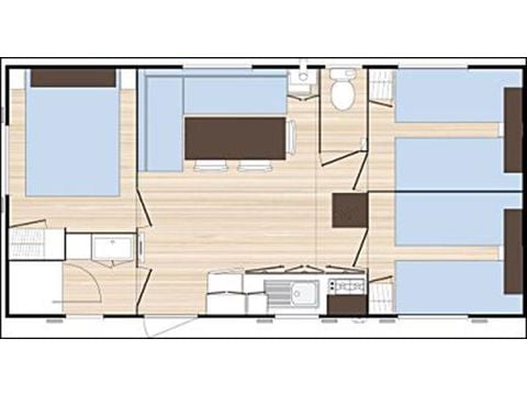 Stacaravan 6 personen - OPHEA3 - 3 kamers (zaterdag tot zaterdag)